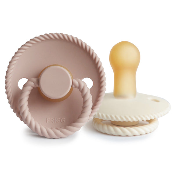 Frigg rope natural rubber baby pacifier | 2-pack / blush/cream