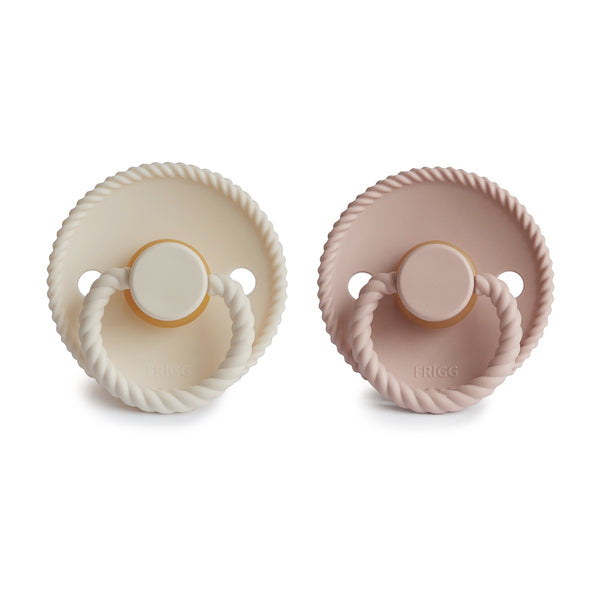 Frigg rope natural rubber baby pacifier | 2-pack / blush/cream