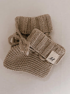 knit booties - heather beige
