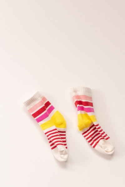 Colorful striped socks on a white background