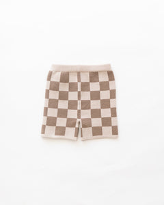 checkered knit bike shorts
