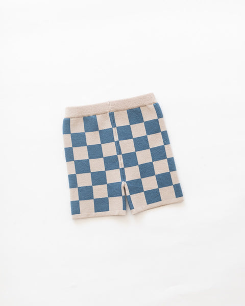 checkered knit bike shorts