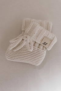 knit booties - white