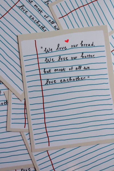 bread and butter blank note cards