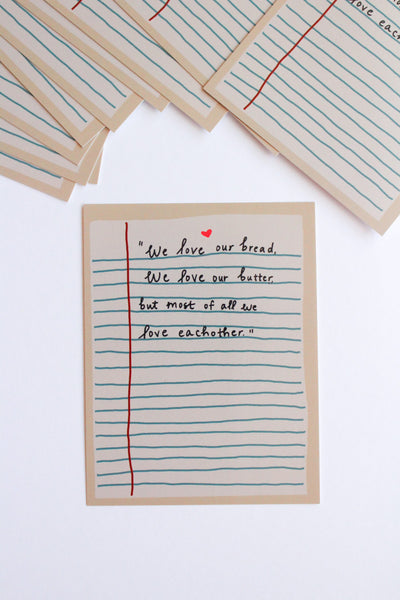 bread and butter blank note cards