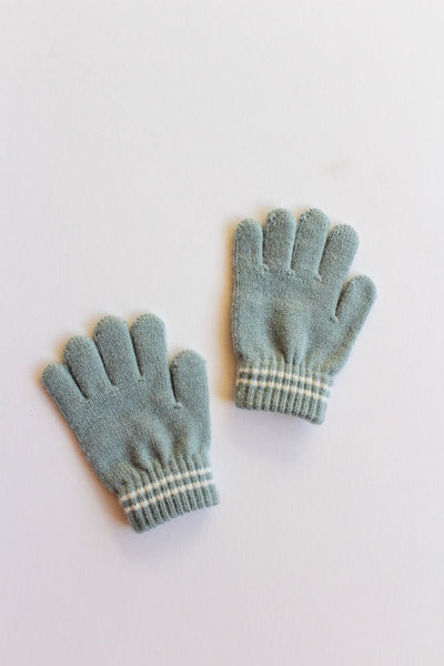 Pair of blue gloves with plaid cuffs on a white background