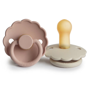 FRIGG daisy natural rubber baby pacifier | 2-pack / blush + cream